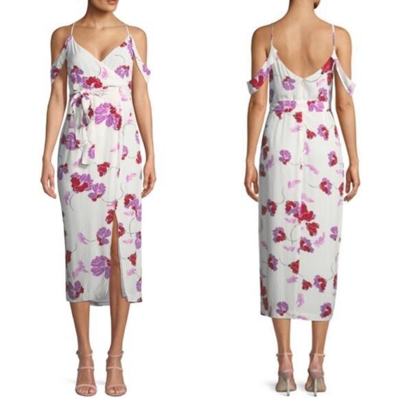 Bardot Sleeveless Floral-Print Midi Wrap Dress size 10 Large - Picture 1 of 13